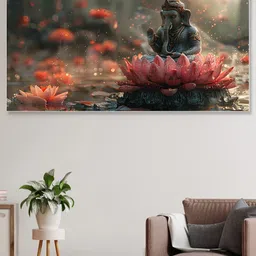 nestroots Black & Pink 1 Piece Canvas Religious Wall Paintings-image-99