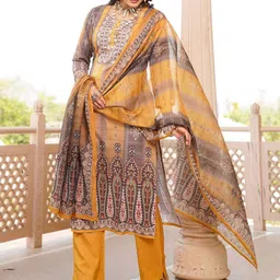 KALINI Women Ethnic Motifs Printed Regular Kurta with Trousers & With Dupatta image 5