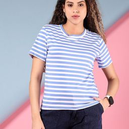 V-Mart Women Striped Round Neck Cotton T-shirt-picture-11