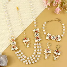 Asthetika Kids Girls Kundan-Studded & Beaded Jewellery Set-picture-20