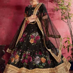 ODETTE Printed Semi-Stitched Lehenga & Unstitched Blouse With Dupatta image 3