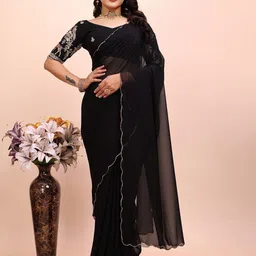 K 5 Fashion Embroidered Pure Georgette Saree-image-9