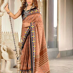 HMP Fashion Ethnic Motifs Printed Ikat Saree image 1