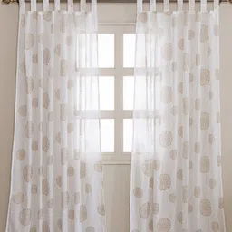 HOMEMONDE White & Gold-Toned 2 Pieces Floral Printed Sheer Window Curtain-picture-38