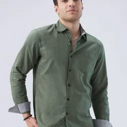 VASTRADO Men Classic Slim Fit Solid Spread Collar Cotton Casual Shirt-image-11