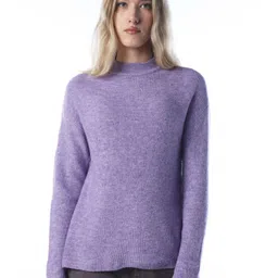 ONLY Women High Neck Full Sleeve Pullover Sweater with Fuzzy Detail-image-84