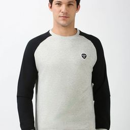 Peter England Casuals Men Colourblocked Round Neck Cotton Pullover Sweatshirt-picture-29