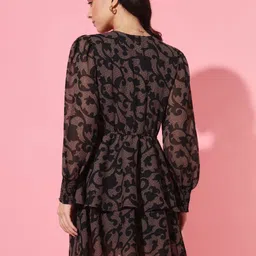 CORSICA Abstract Print Puff Sleeves Drop-Waist Mini Dress image 3