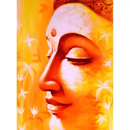 Inephos Yellow & Orange Religious Buddha Canvas Wall Art-picture-11