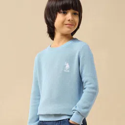 u.s. polo assn. kids U.S. Polo Assn. Boys Textured Self Design Cotton Pullover-picture-42