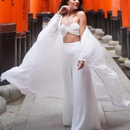 Ordinaree Halter Neck Top Shrug & Skirt Co-Ords image 3