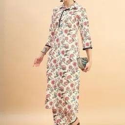 Anouk Mirage Women Floral Printed Regular Kurta with Trousers image 3
