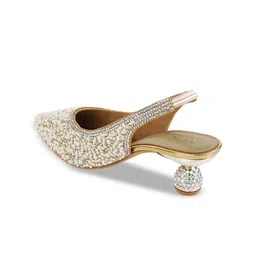 Metro Women Embellished Pointed Toe Block Heels Pumps image 3