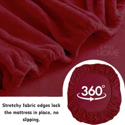 ohello Maroon King Bedsheet with 2 Pillow Covers image 3