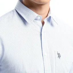 U.S. Polo Assn. Tailored Fit Vertical Stripes Striped Cotton Shirt image 5