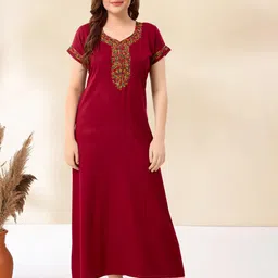 Soulemo Ethnic Motifs Embroidered Maxi Nightdress-picture-12