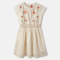 Blue Giraffe Girls Floral Embroidered Fit & Flare Dress-picture-17
