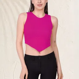 KIK33 Women Ribbed Round Neck Sleeveless Crop Tank Top-picture-25