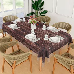 Kuber Industries Brown Floral Waterproof 6-Seater Table Cover image 1
