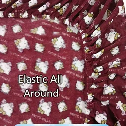 Myntra Elegant Homes Maroon & White Cartoon Characters 300 TC King Bedsheet with 2 Pillow Covers image 3