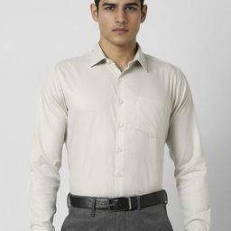 Van Heusen Men Slim Fit Spread Collar Textured Cotton Formal Shirt-picture-10