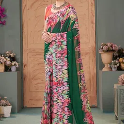 Garden Vareli Abstract Printed Pure Georgette Saree image 2