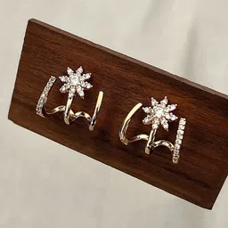 KRENOZ Gold-Plated Crystals Studded Star Shaped Studs-picture-33