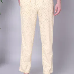 URBAN SCOTTISH Men Polka Dot Printed Regular Fit Cotton Lounge Pants with Side Pockets-image-0