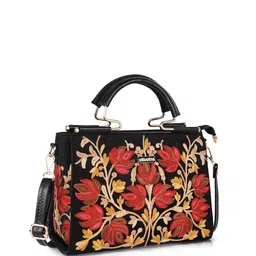 VELUCIA Floral Embellished Structured Quilted Satchel Quilted Handbag image 4