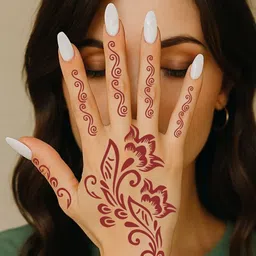 VOORKOMS Set Of 3 Mehndi Stencil Sticker Designs With Detailed Floral & Leaf image 2