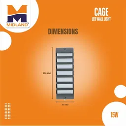 MIDLAND Pack of 6 15W Bulkhead Cage LED Wall Light image 2
