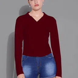 Maheshvi Women Shirt Collar Long Sleeves Crop Top-picture-20