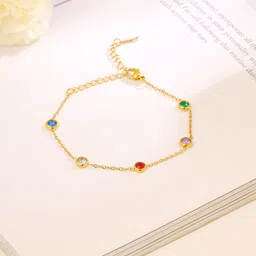 Yellow Chimes Women Gold-Plated Artificial Stones Studded Wraparound Bracelet-image-14