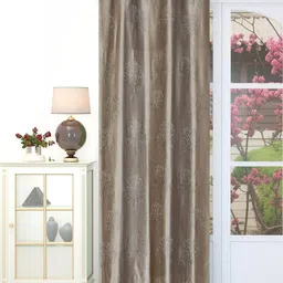 GEET CREATIONS Grey Floral Room Darkening Long Door Curtain-picture-35