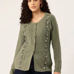 APSLEY Women Cable Knit Cardigan with Embellished Detail-image-60