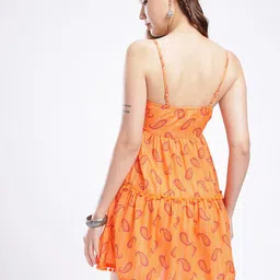 fusion by glitchez Paisley Printed Shoulder Straps A-Line Mini Dress image 3