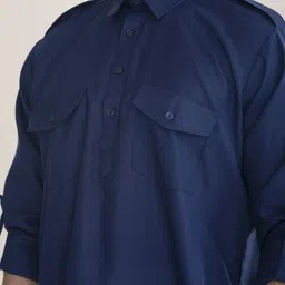 APPIX Men Navy Blue Cotton Blend Kurta Sets image 5