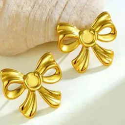 DressBerry Stainless Steel 18K Gold-Plated Anti-Tarnish Bow Shaped Studs-image-72
