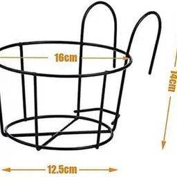 arsanabi ARSANABI, Metal Railing Hanging Basket Planter, Black, (pack of 6) Plant Container Set image 3