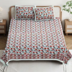 Shubastik 210 TC Pure Cotton King Size Bedsheet With 2 Pillow Covers (Size-90 X 108 Inch)-picture-34