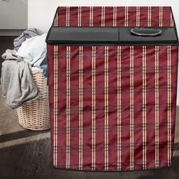 The Furnishing Tree Plaid Pattern Red Washing Machine Cover image 3