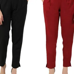 JAIPUR GLOBAL Women Pack Of 2 Mid-Rise Relaxed Cotton Trousers-picture-13