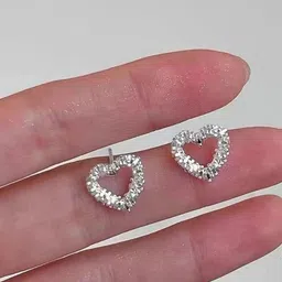 Tiso Korean Silver-Plated Rhinestones Studded Heart Shaped Studs-picture-48