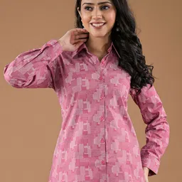 Peachmode Women Geometric Printed Shirt Style Top-image-84