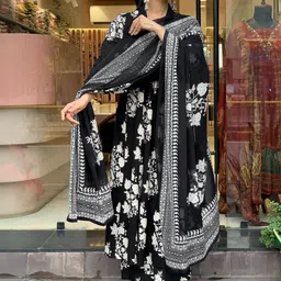 CICICA Women Floral Printed Regular Kurta with Palazzos & With Dupatta-picture-12