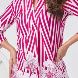 Kaftanize Striped Mandarin Collar Tunic With Trousers Co-Ords image 5