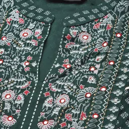 Prakhya Women Embroidered Regular Mirror Work Kurta with Trousers & With Dupatta image 5