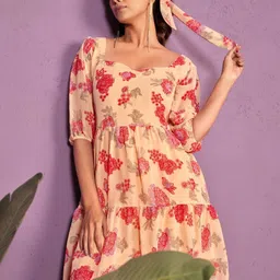 KALINI Floral Print Georgette Fit & Flare Dress-picture-29