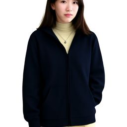 CORSICA Women Navy Blue Solid Fleece Open Front Hooded Jacket-picture-37