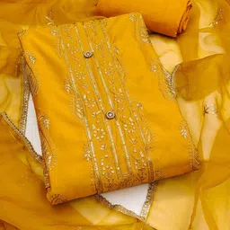 MANVAA Embellished Unstitched Dress Material image 2
